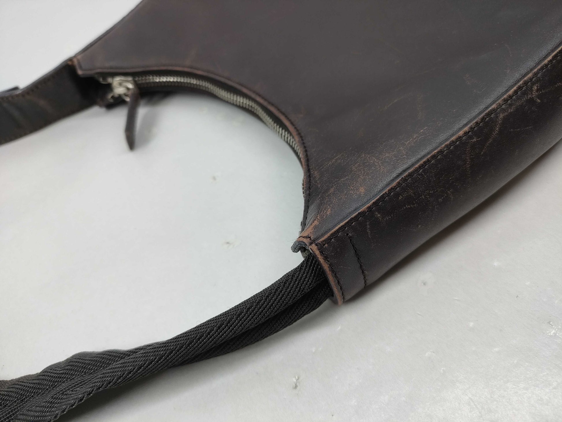 PRADA Logo Half Moon Shoulder Bag