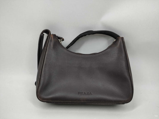 PRADA Logo Half Moon Shoulder Bag