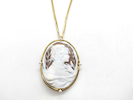 Shell cameo, pearl, diameter approx. 3.2mm-3.5mm, 18K gold, 38.6g, other small items 