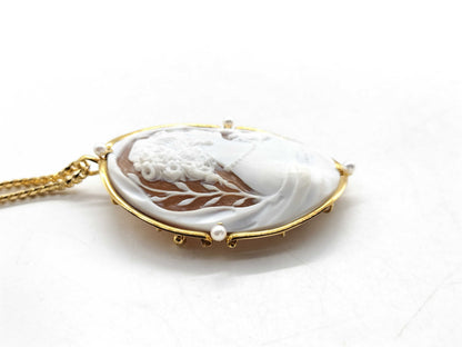 Shell cameo, pearl, diameter approx. 3.2mm-3.5mm, 18K gold, 38.6g, other small items 