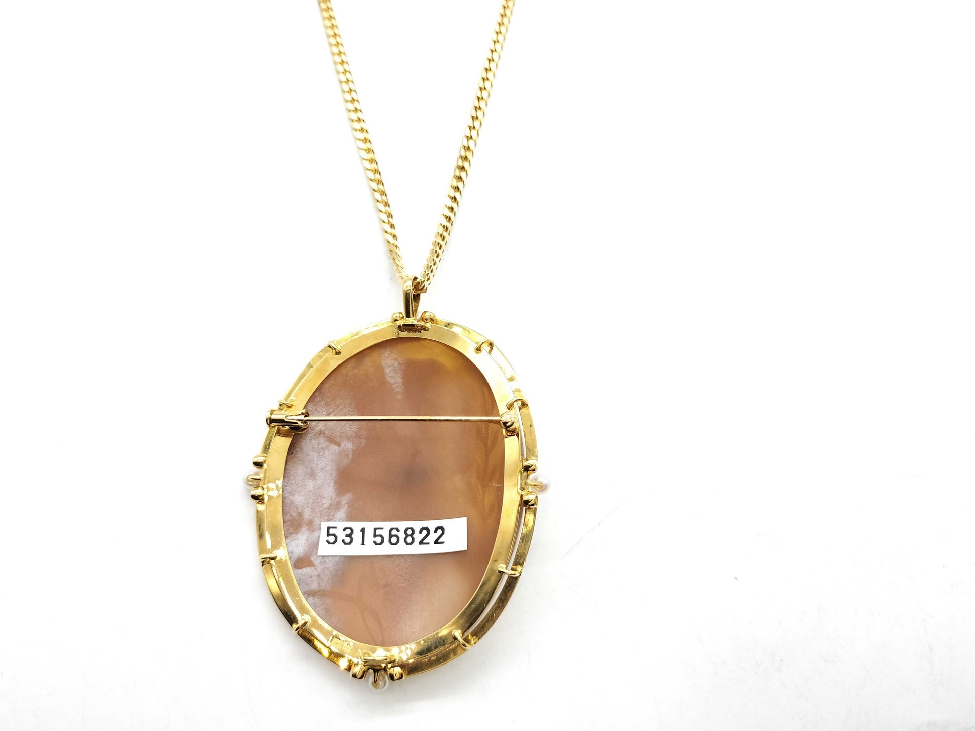 Shell cameo, pearl, diameter approx. 3.2mm-3.5mm, 18K gold, 38.6g, other small items 