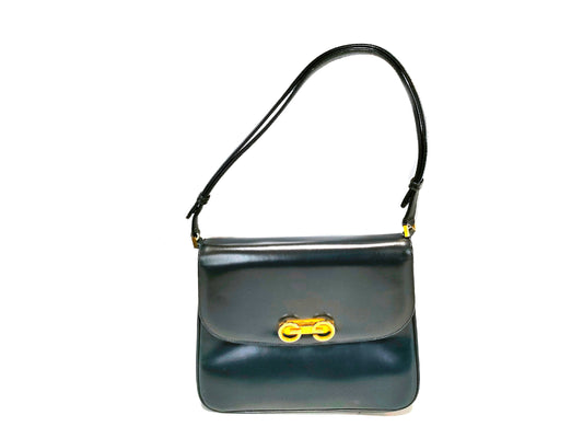 GUCCI Leather GG Metal One-Shoulder Shoulder Bag
