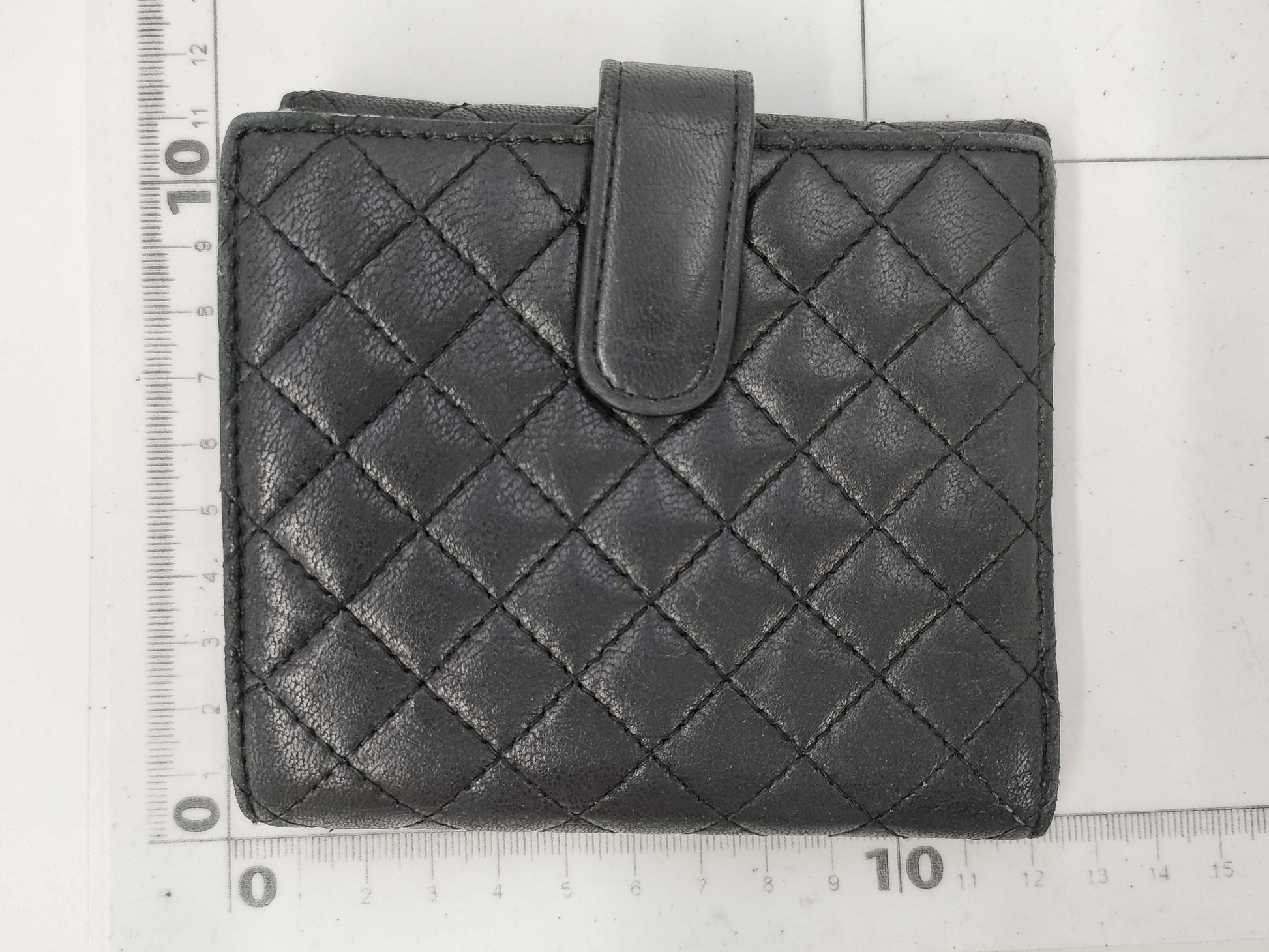 CHANEL Lamb Black Pink Folding Wallet