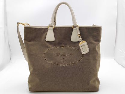 PRADA Jacquard/Tote Bag/2WAY/Logo Tote Bag