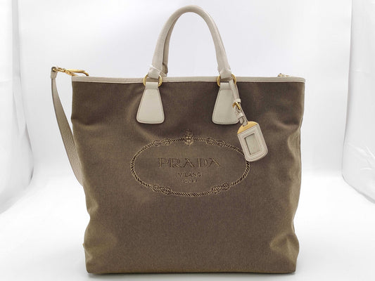 PRADA Jacquard/Tote Bag/2WAY/Logo Tote Bag