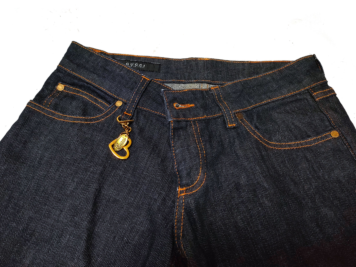 GUCCI Denim Pants with Heart Charm