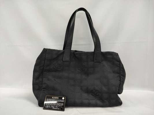 CHANEL New Travel Line MM Nylon and Leather Tote Bag Black