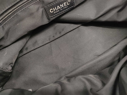 CHANEL New Travel Line MM Nylon and Leather Tote Bag Black
