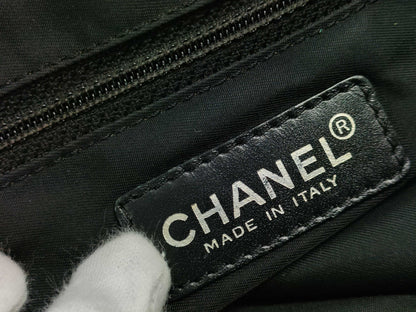 CHANEL New Travel Line MM Nylon and Leather Tote Bag Black