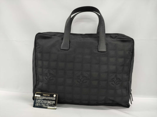 CHANEL New Travel Line Nylon x Leather Business Bag Black Tote Bag