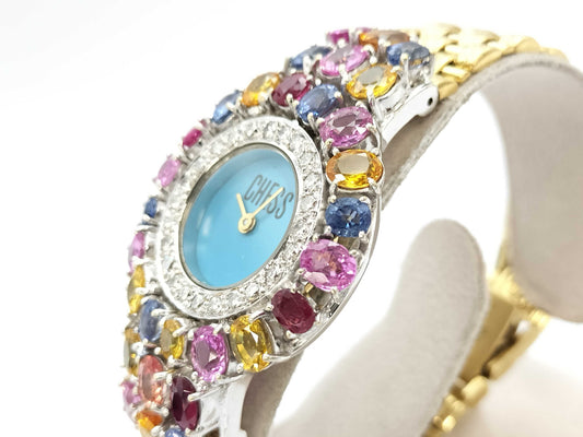 CHESS Hand-Wound Watch, Sapphire, Diamond, 18K Gold, 57.4g, Other Accessories 