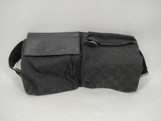 GUCCI GG Canvas 28566 Body Bag Black Shoulder Bag