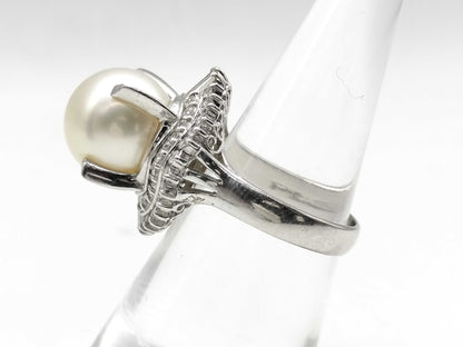White South Sea Pearl, Diameter approx. 11.5mm, D 0.73ct, Pt900, 11.7g, Ring 