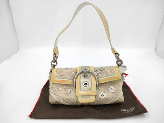 COACH Soho Tweed Demi Flap Bag D063-10070 Limited Edition Flower Handbag