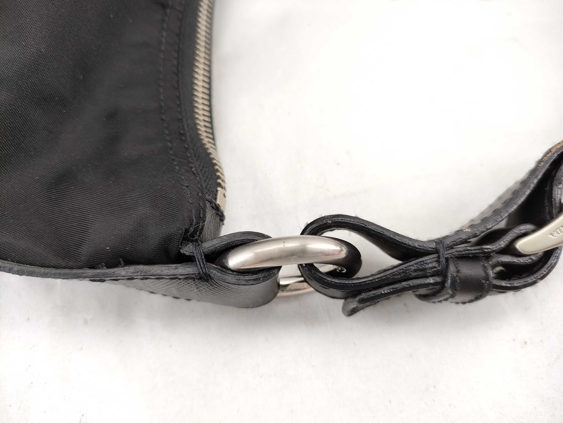 PRADA nylon one-shoulder shoulder bag with leather handles