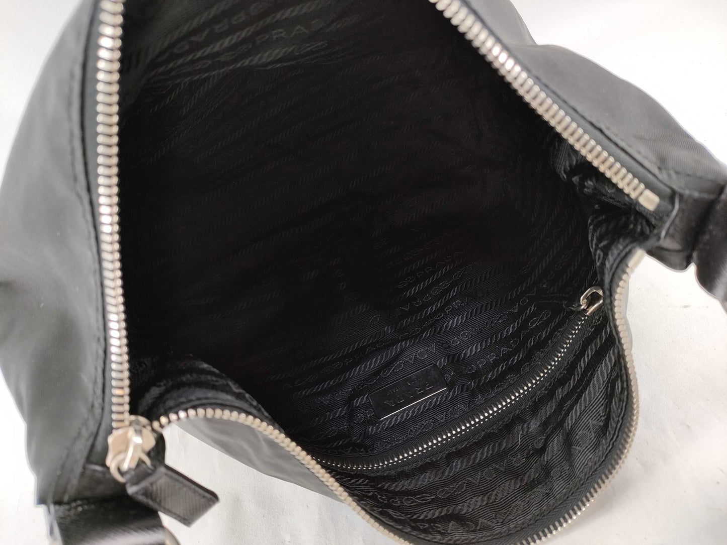 PRADA nylon one-shoulder shoulder bag with leather handles