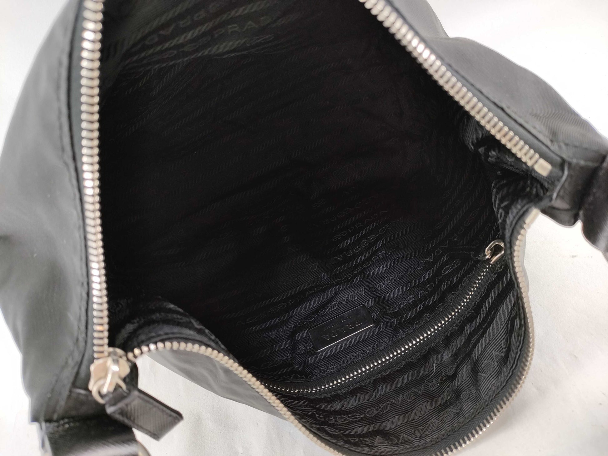 PRADA nylon one-shoulder shoulder bag with leather handles