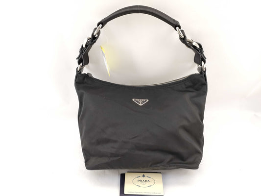 PRADA nylon one-shoulder shoulder bag with leather handles