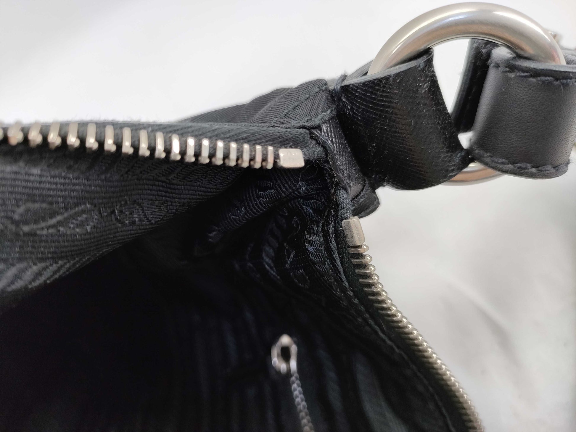 PRADA nylon one-shoulder shoulder bag with leather handles