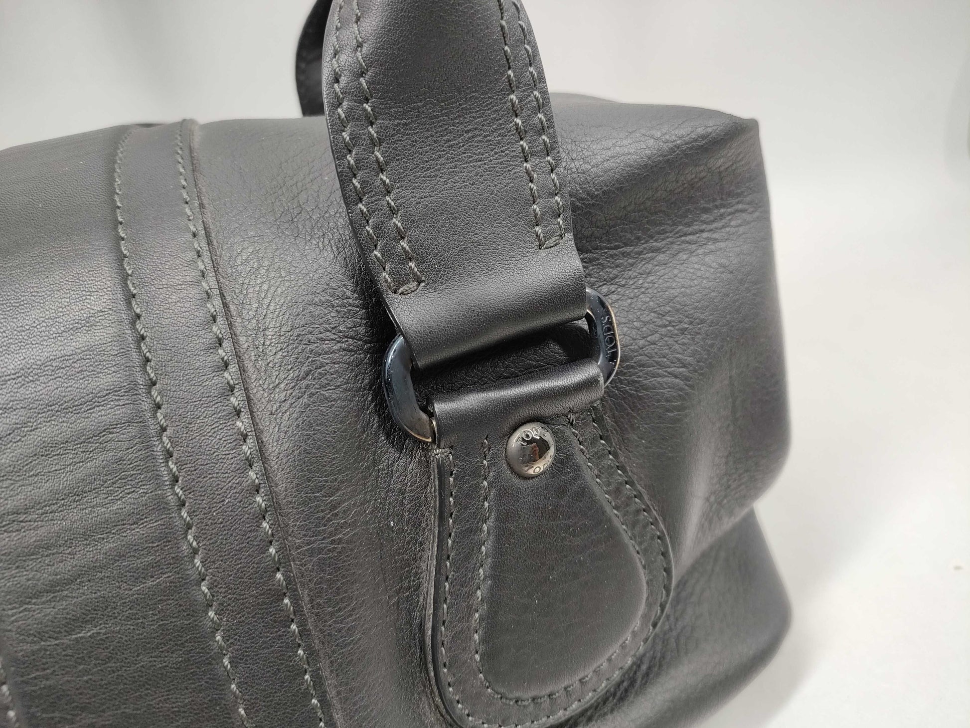 TODS Leather Turnlock Tote Bag