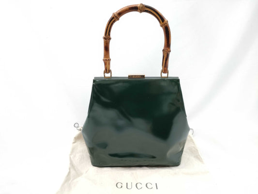 GUCCI Bamboo 000 781 0295 Enamel Handbag