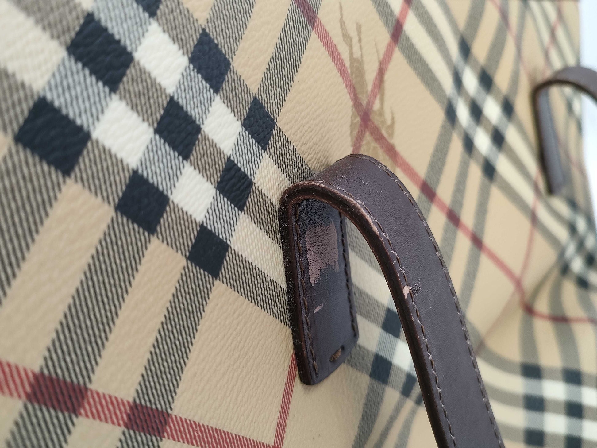 BURBERRY Nova Check Tote Bag Leather Tote Bag