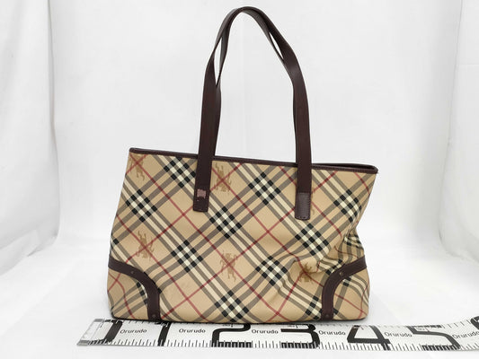BURBERRY Nova Check Tote Bag Leather Tote Bag