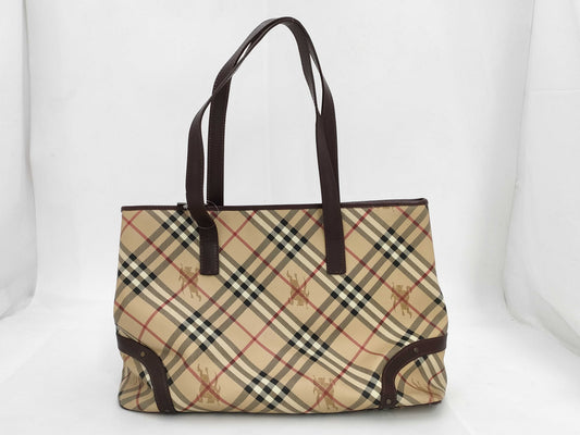 BURBERRY Nova Check Tote Bag Leather Tote Bag