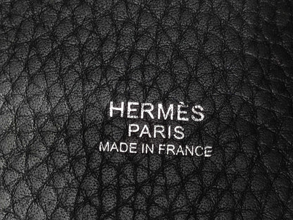 HERMES Picotin Taurillon Noir Handbag with Silver Hardware and O Stamp