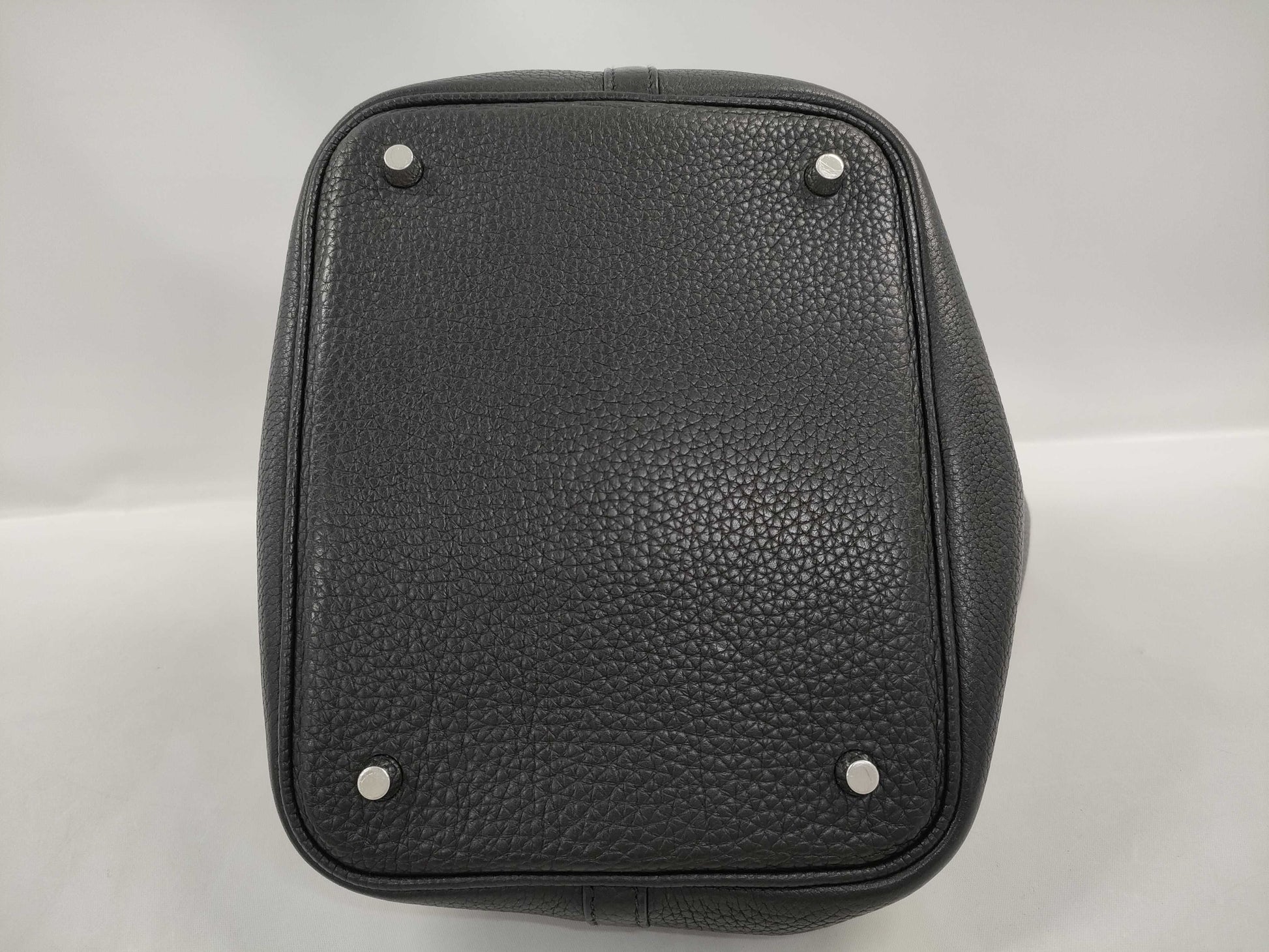 HERMES Picotin Taurillon Noir Handbag with Silver Hardware and O Stamp
