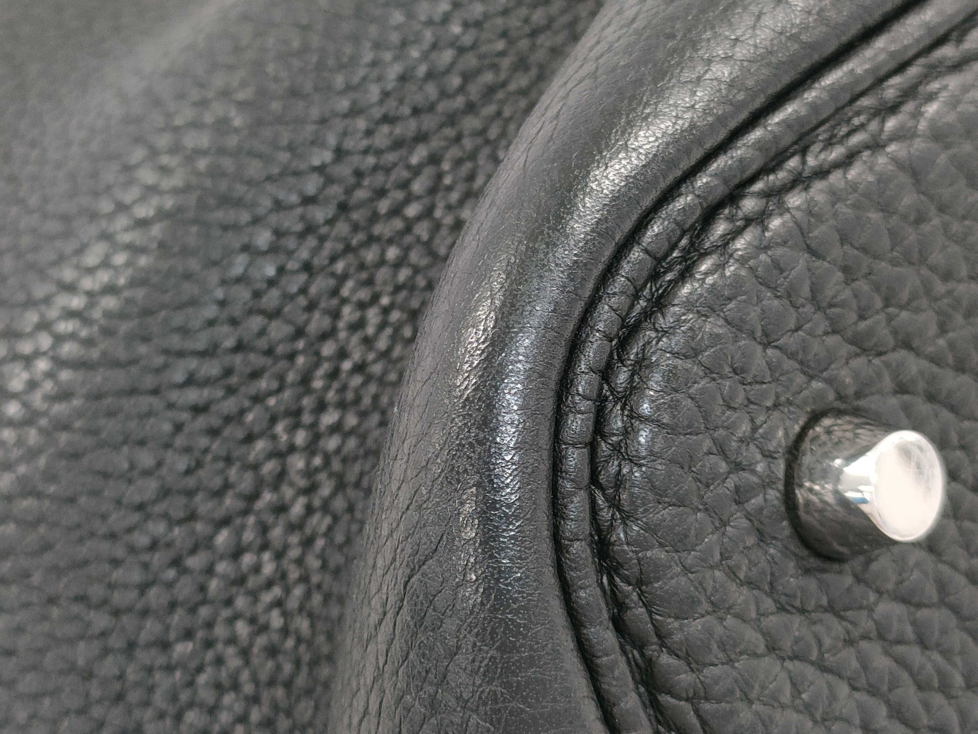 HERMES Picotin Taurillon Noir Handbag with Silver Hardware and O Stamp