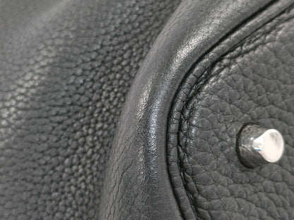 HERMES Picotin Taurillon Noir Handbag with Silver Hardware and O Stamp