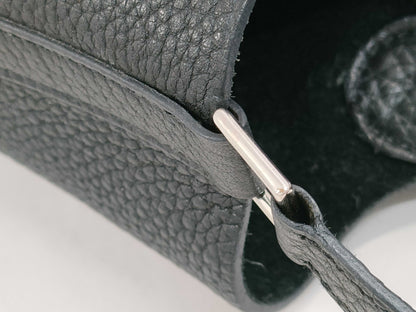 HERMES Picotin Taurillon Noir Handbag with Silver Hardware and O Stamp