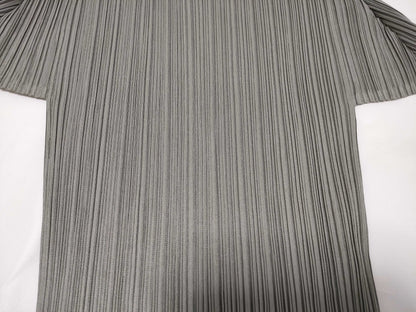 ISSEY MIYAKE Pleated Crew Neck Long Sleeve Solid Top