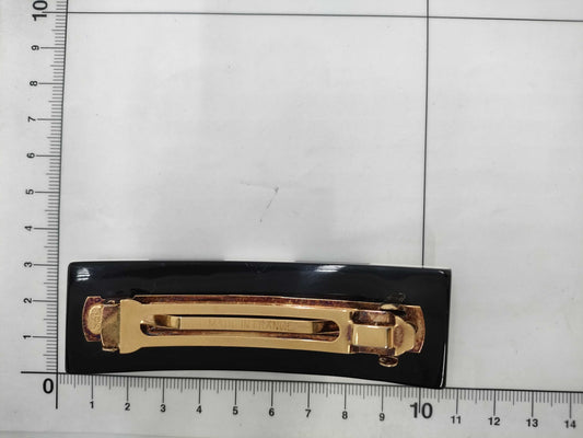 CHANEL 09A Stripe Coco Mark Barrette Hair Accessory
