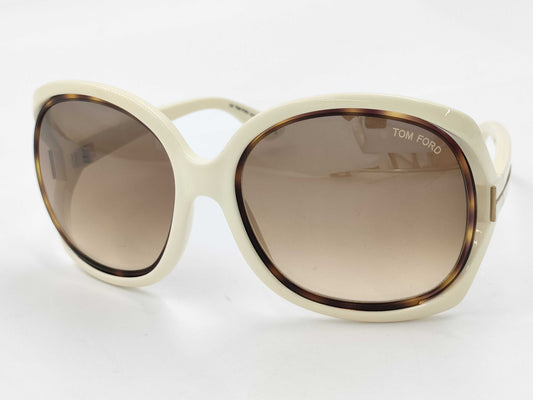  Tom Ford TF100 Jaclyn Plastic Sunglasses, Dark Brown x Ivory