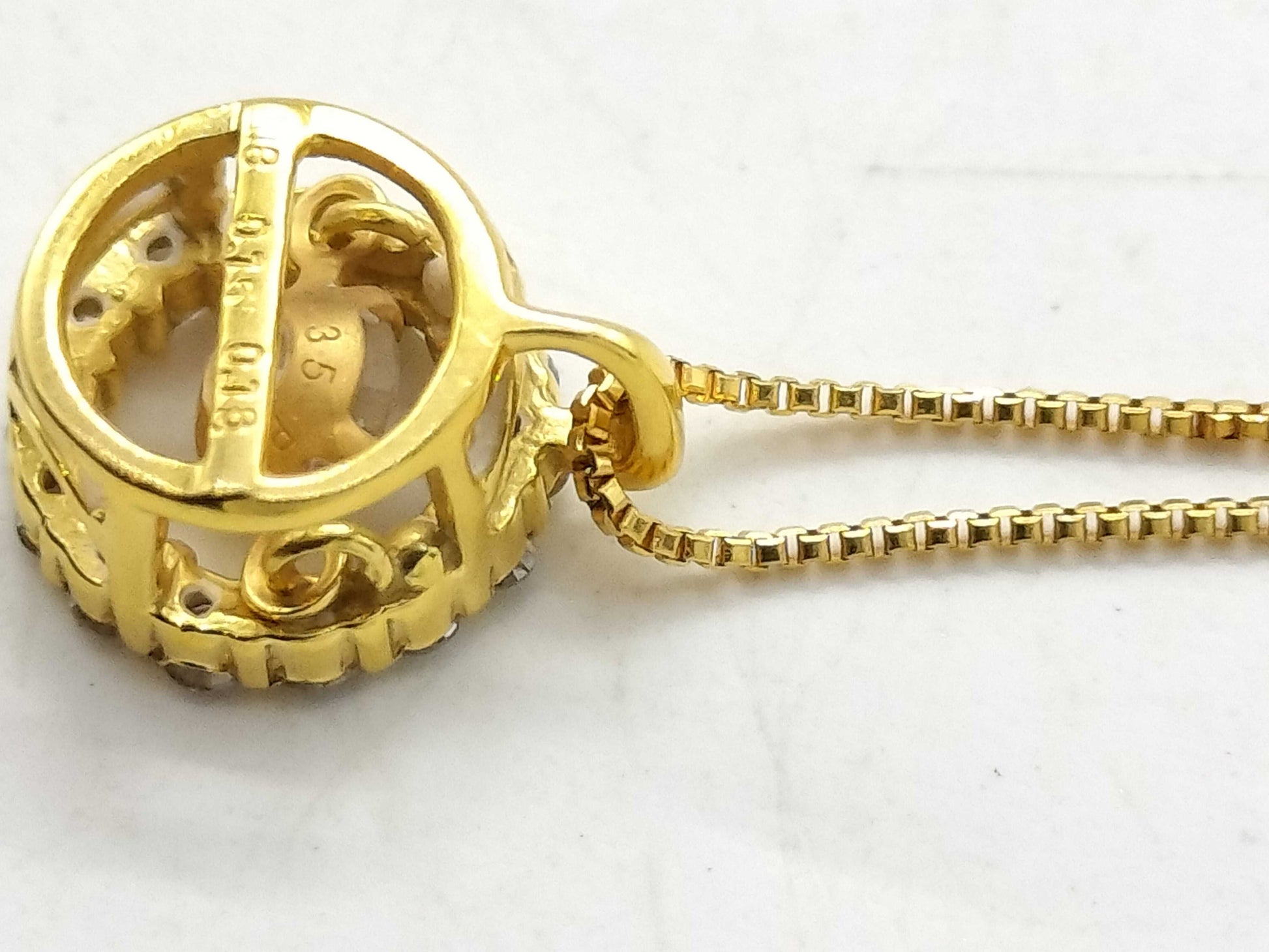 D 0.15ct/0.18ct K18 2.1g Necklace 