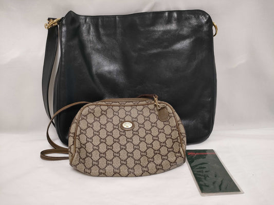 GUCCI GG Canvas Gucci Plus/Leather 001 2058 1577 0*2-Piece Shoulder Bag Set