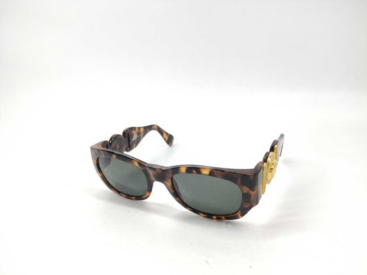  VERSACE Tortoiseshell Medusa Sunglasses with Gold Hardware and Case