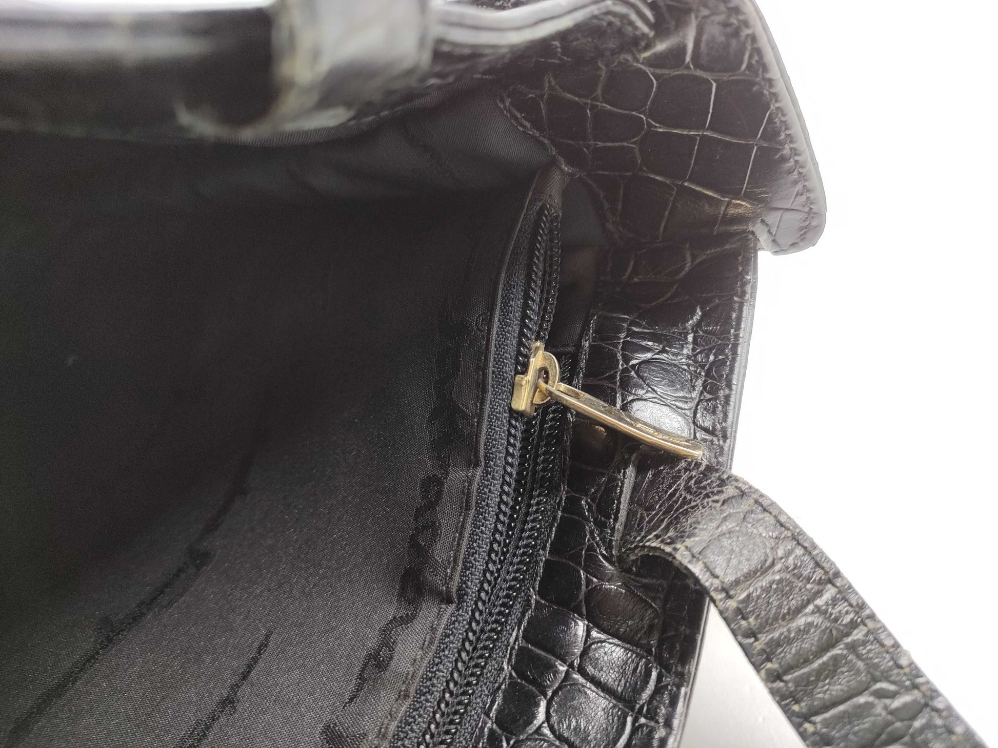 Salvatore Ferragamo Vara Vara Crocodile Embossed Tote Bag