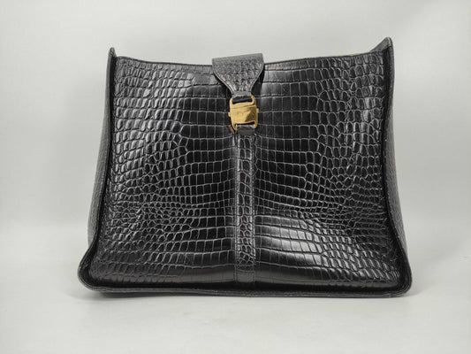 Salvatore Ferragamo Vara Vara Crocodile Embossed Tote Bag