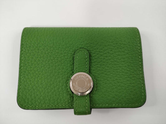 HERMES Dogon Card Case, B Stamp, Green, Card Case, Pass Case, Business Card Case