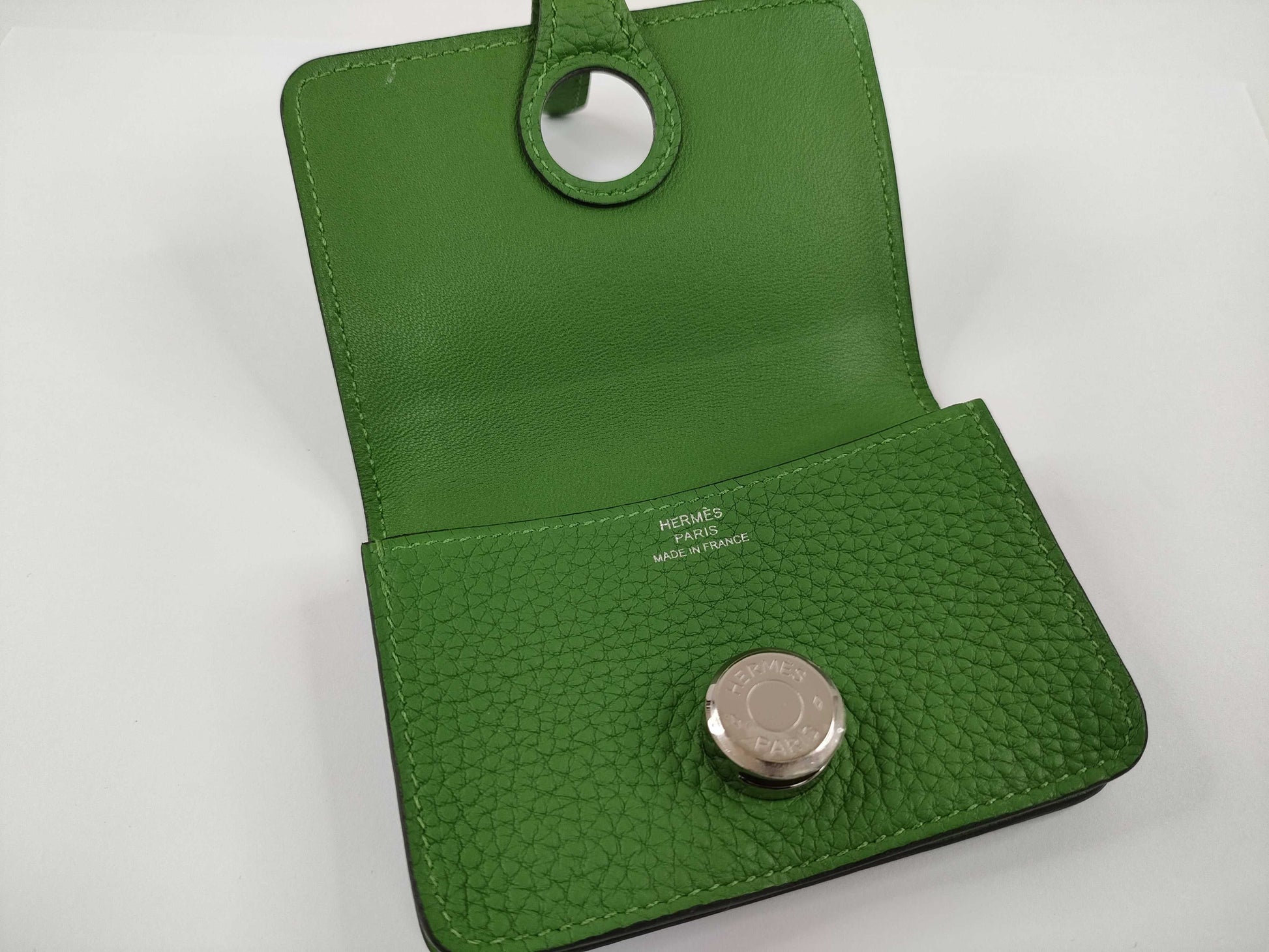 HERMES Dogon Card Case, B Stamp, Green, Card Case, Pass Case, Business Card Case
