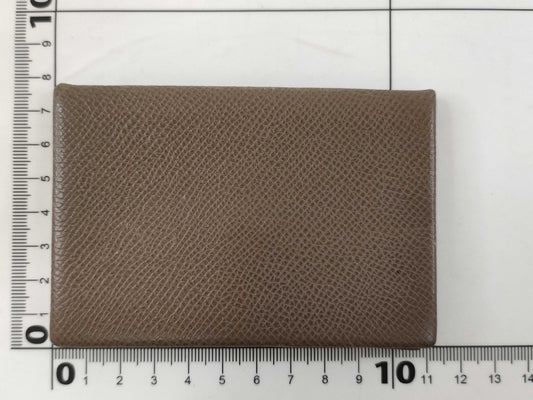 HERMES Card Case □P Engraved Etoupe Card Case, Pass Case, Business Card Case
