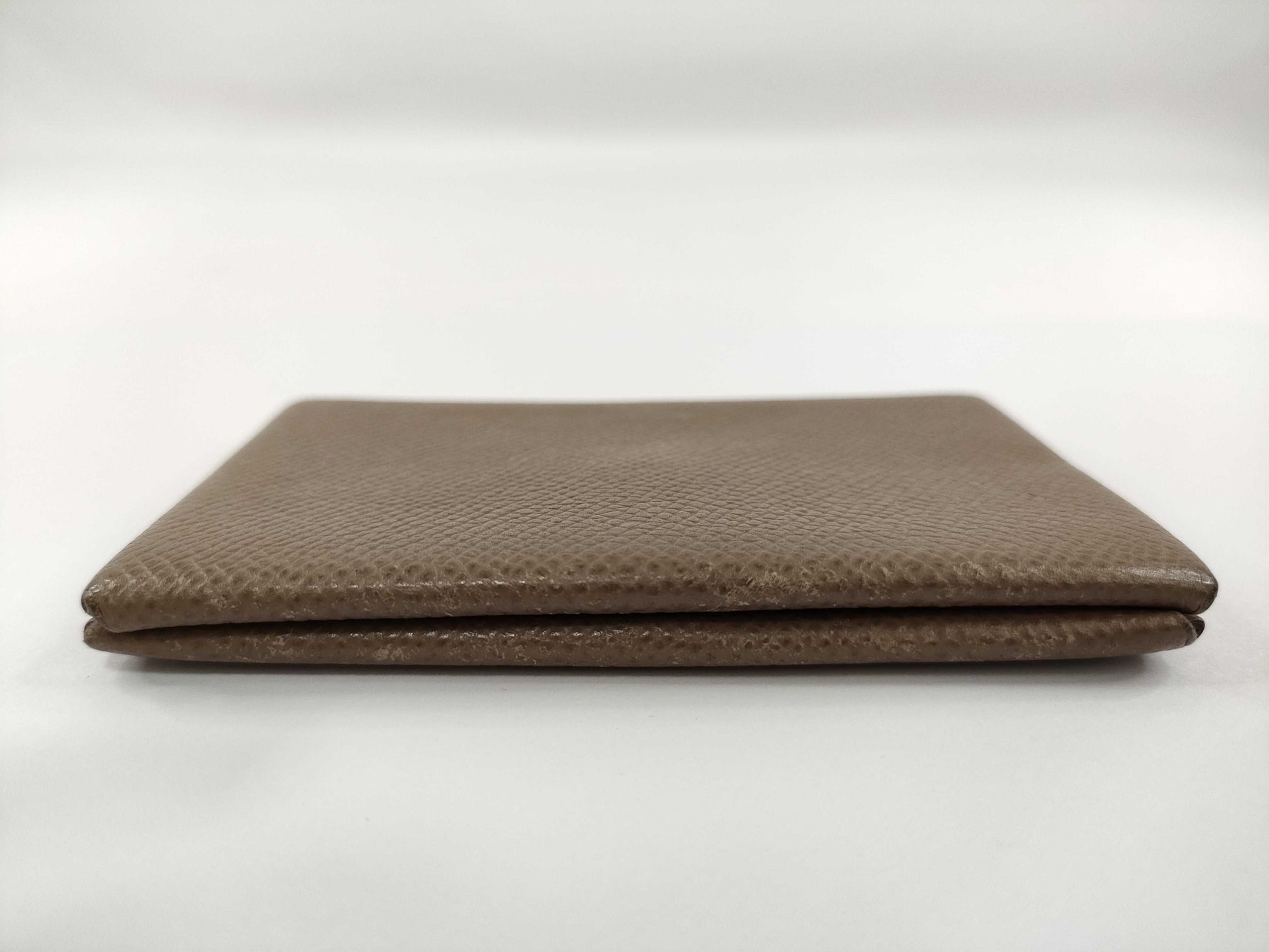 HERMES Card Case □P Engraved Etoupe Card Case, Pass Case, Business Card Case