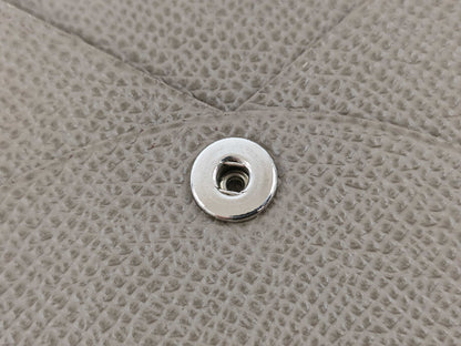 HERMES Card Case □P Engraved Etoupe Card Case, Pass Case, Business Card Case