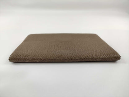 HERMES Card Case □P Engraved Etoupe Card Case, Pass Case, Business Card Case