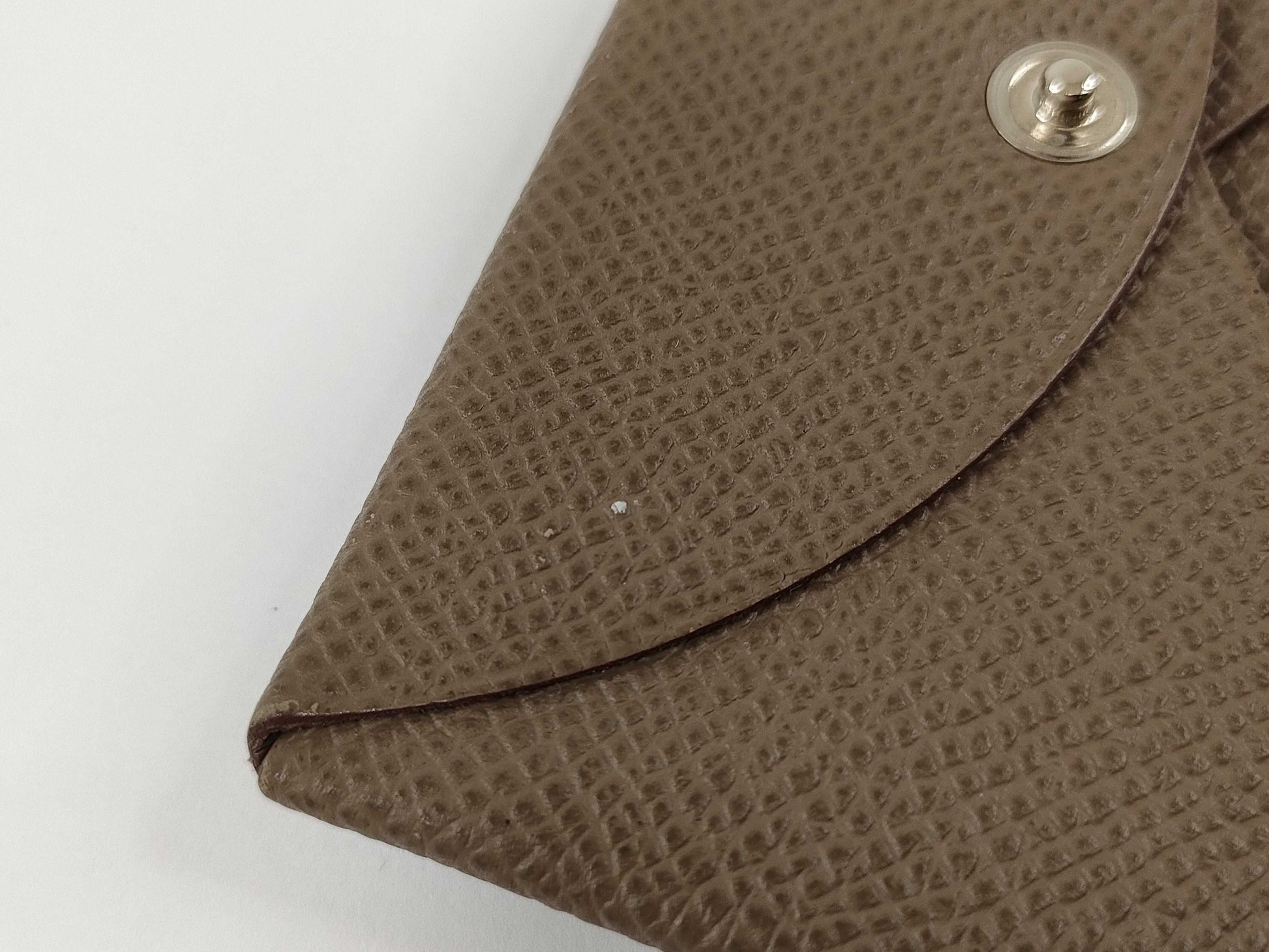 HERMES Card Case □P Engraved Etoupe Card Case, Pass Case, Business Card Case