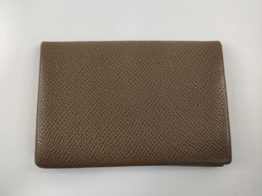 HERMES Card Case □P Engraved Etoupe Card Case, Pass Case, Business Card Case