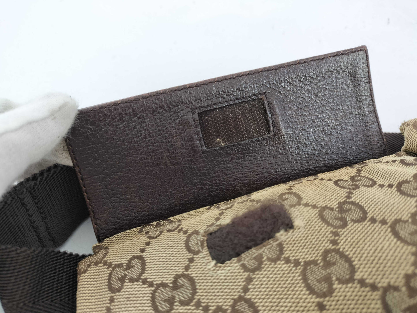 GUCCI GG Canvas Canvas x Leather Waist Pouch 28566 Waist Bag